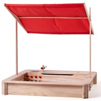 Spatiu de joaca cu nisip cu bucatarie  - Lada cu nisip din lemn pentru gradina cu acoperis retaractabil WoodyLand